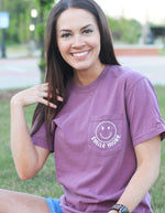 Load image into Gallery viewer, Smile More Pocket Tee in Berry
