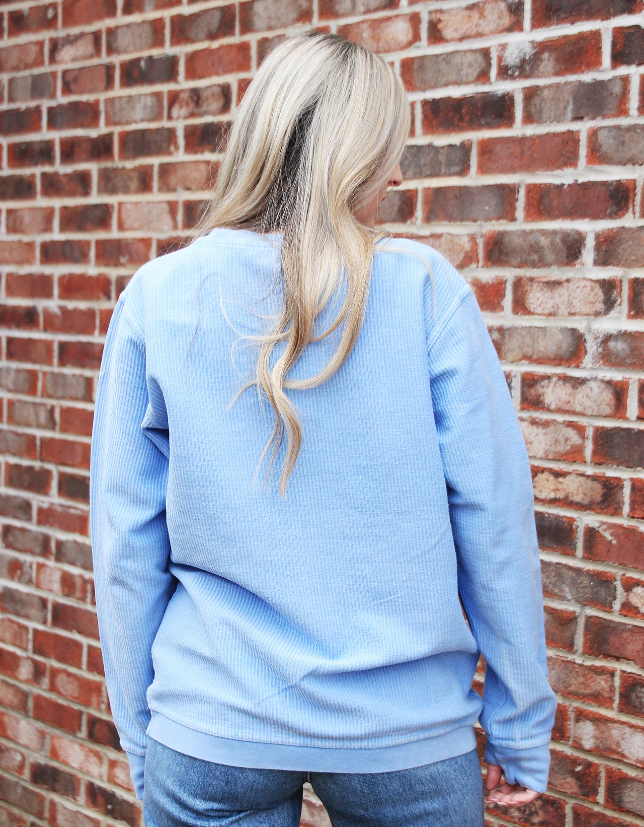 Snowflake Comfy Corded Pullover in Baby Blue