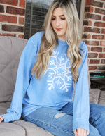 Load image into Gallery viewer, Snowflake Comfy Corded Pullover in Baby Blue
