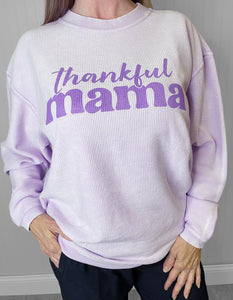 Thankful MAMA Corded Sweatshirt in Purple